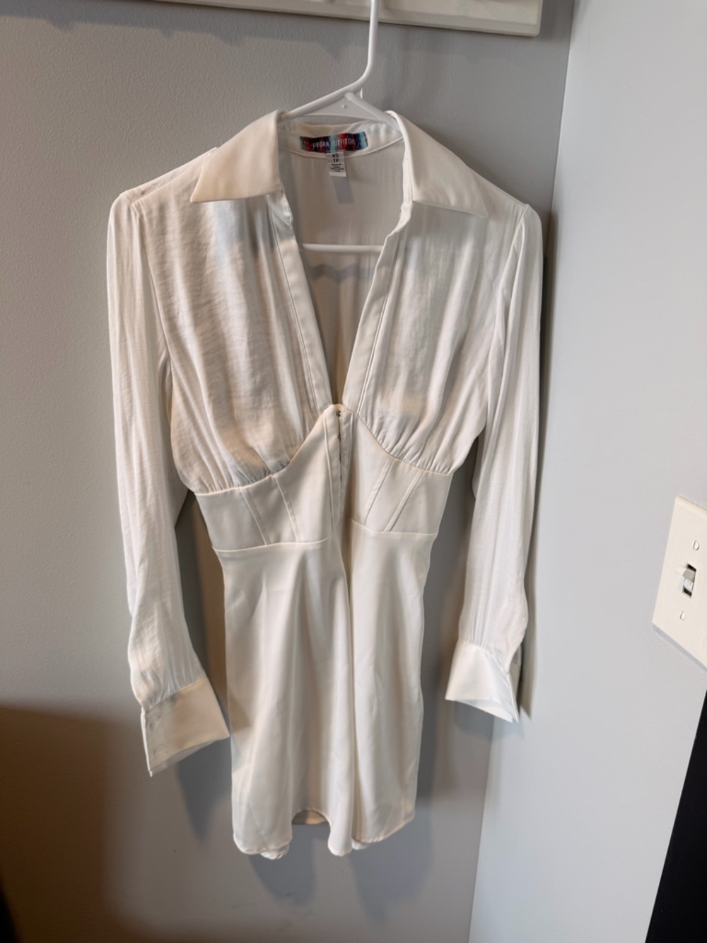 Urban Outfitters White Long-Sleeve Mini Dress